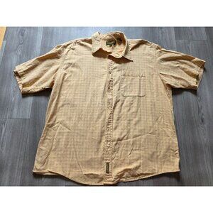 Timberland Mens Yellow Checked Plaid Short Sleeve Shirt XXL 100% Cotton Beige
